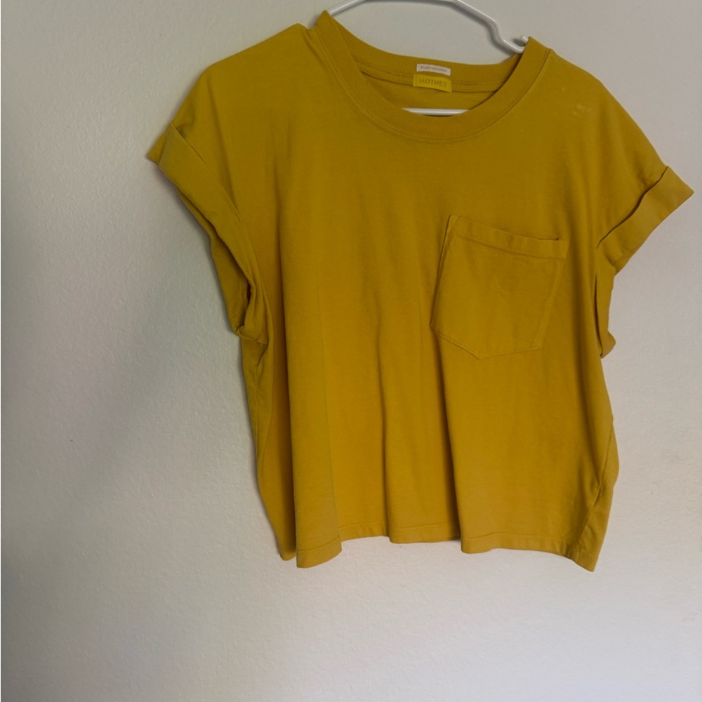 MOTHER Mustard Crop Top